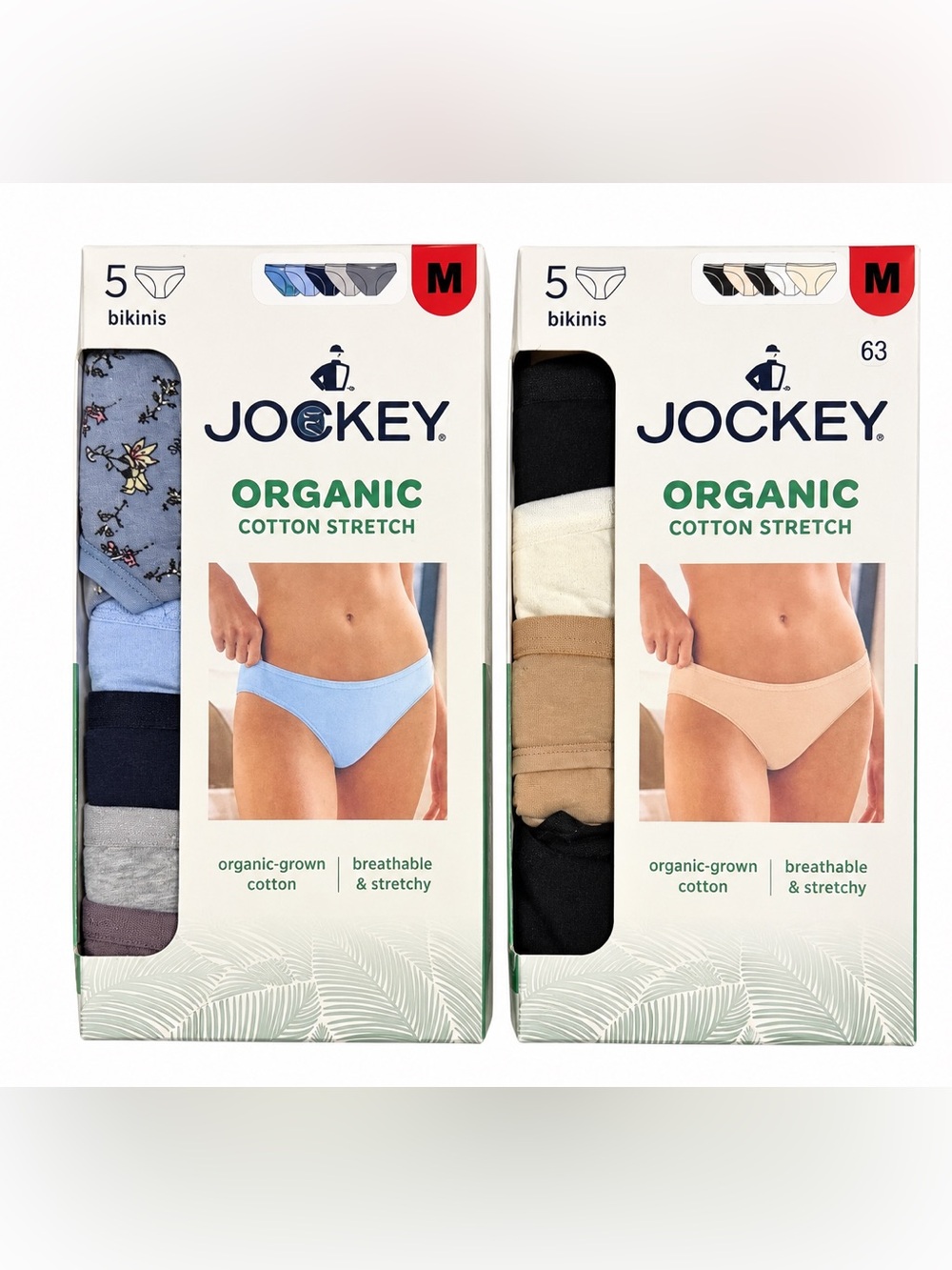 Jockey Organic Cotton Stretch Bikinis - Black, Cream, Tan 2-5 Packs(10)